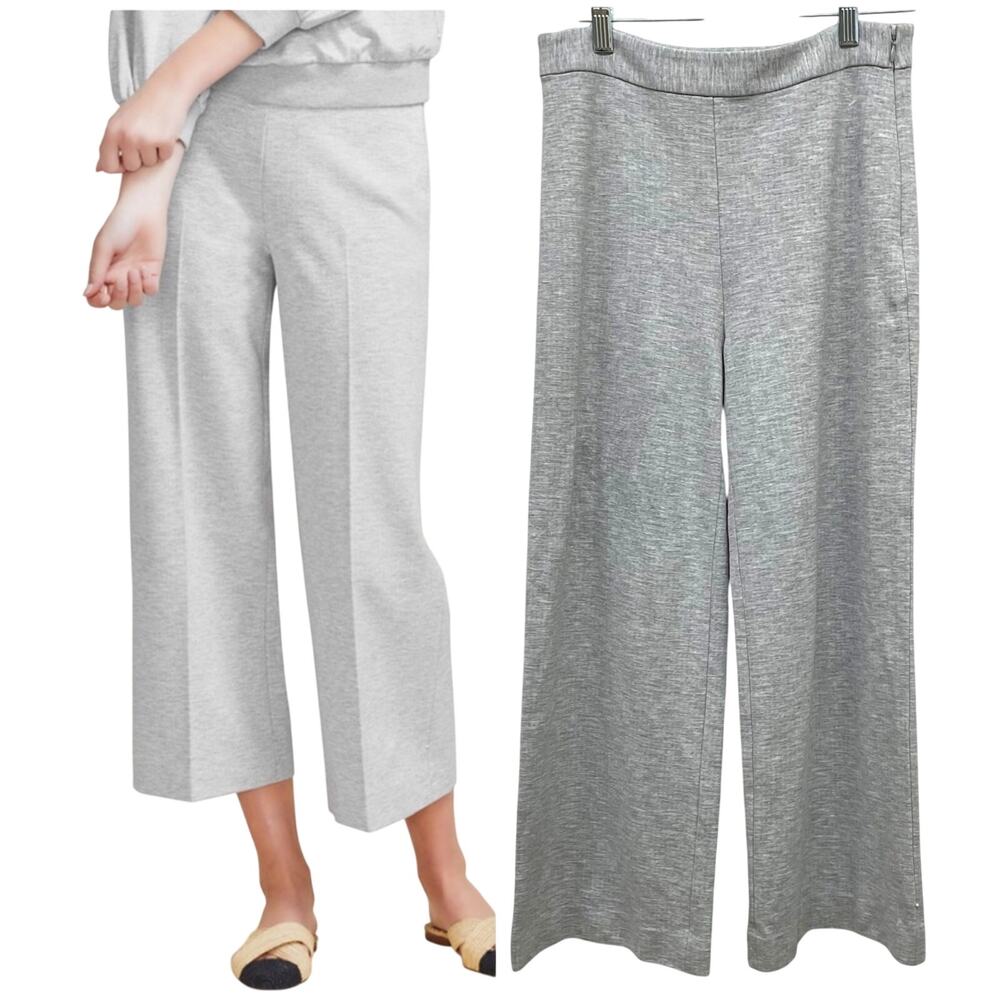 Pearl Lela Rose NWOT Double Face Jersey Lynn Crop Pants Gray Size 4 Side Zip